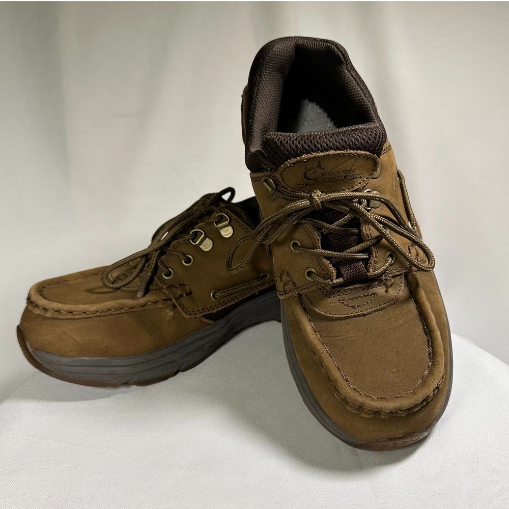 Worldwide Sportsman Blue Water Oxford Dark Brown Leather Non-Slip Shoe Mens 9